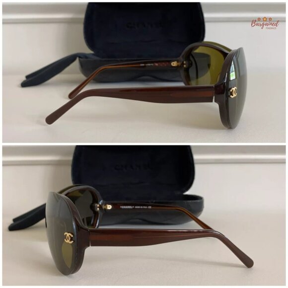 Authentic CHANEL Brown Frame Goldtone Chanel "CC" Logos Tint Sunglasses - Picture 7 of 12